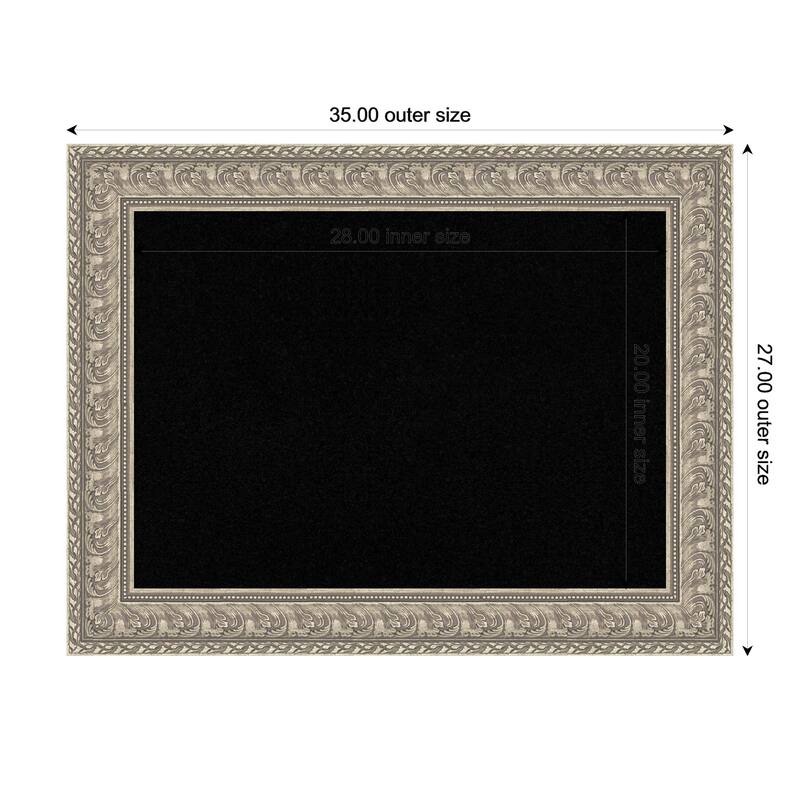 Sydney Silver Framed Cork Board - Bulletin Board, Organization Board, Pin Board - Black - 35 x 27 in