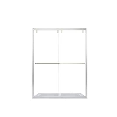 Brescia 60" W x 76" H Sliding Framed Shower Door in Brushed Nickel - 60" W x 76" H