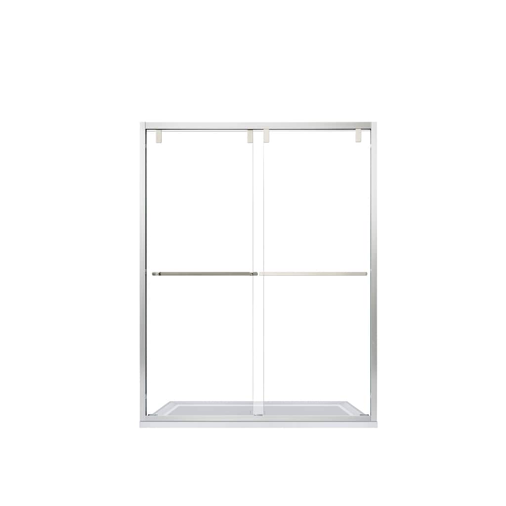 Brescia 60" W x 76" H Sliding Framed Shower Door in Brushed Nickel - 60" W x 76" H