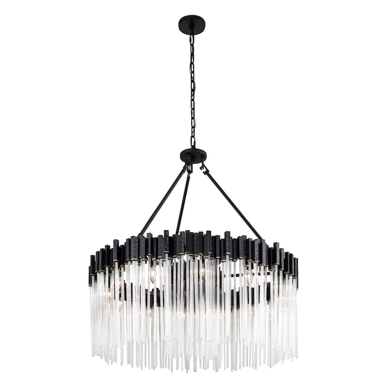 Varaluz Matrix Chandelier - 40"D x 40"W x 42"H - Matte Black/ French Gold