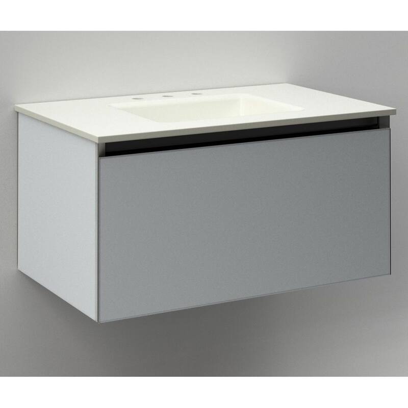 Robern Cartesian 30" Aluminum and Glass Modular Vanity Cabinet with - Satin White