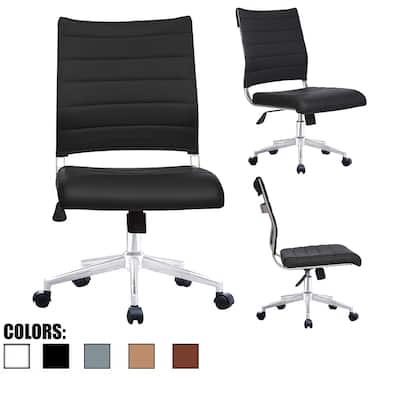 (Retired) Ergonomic Executive Mid back PU Leather Office Chair Armless Side No Arms Tilt With Wheels and Padded Cushioned Seat