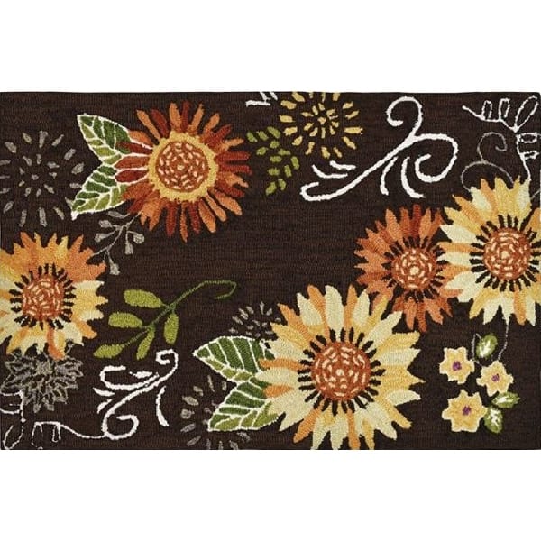 Shop 22 X 34 Brown And Orange Sunflowers Area Rug Overstock 28389695