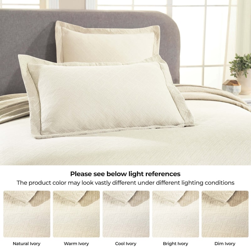 Superior Basketweave Cotton Decorative Bedspread Set