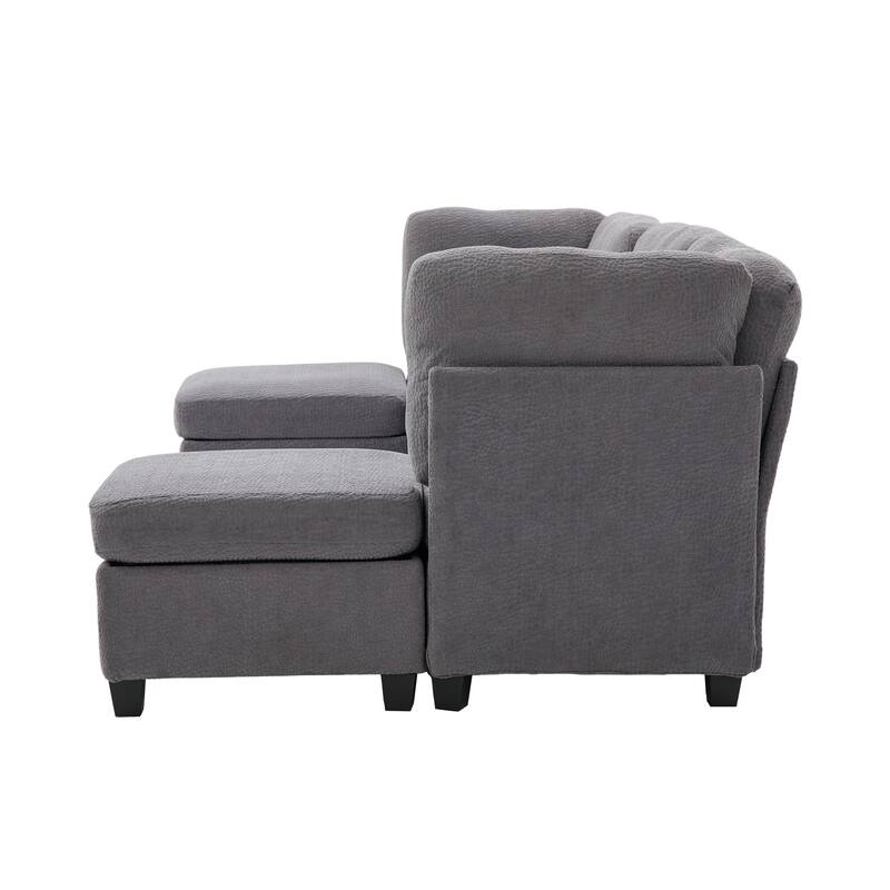 Modular Sleeper Sofa Bed U-shaped Sectional Couches with Hidden Storage Seat and Ottomans, Freely Combinable Chaise Lounge Sofa