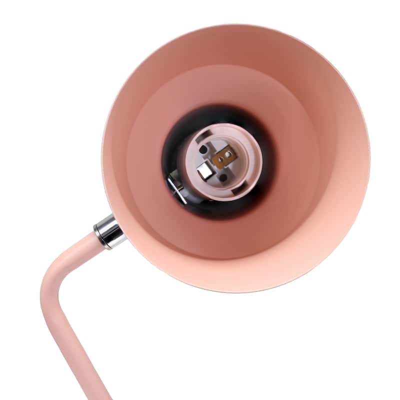 Modern Metal Gooseneck Desk Lamp with Dual USB Charging Ports Adjustable Arm Multiple Colors - 7.8" (L) x 5.2" (W) x 15.2" (H)
