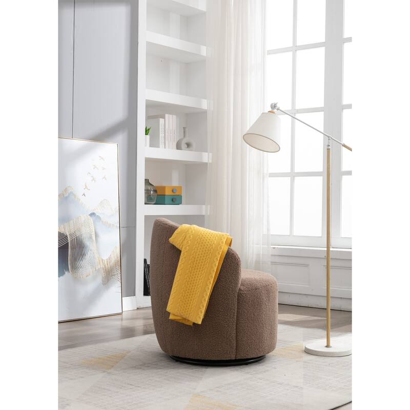 25.60" Swivel Barrel Chair, Modern Small Single Sofa Chair Comfy Round Upholstered Armchair for Living Room Bedroom