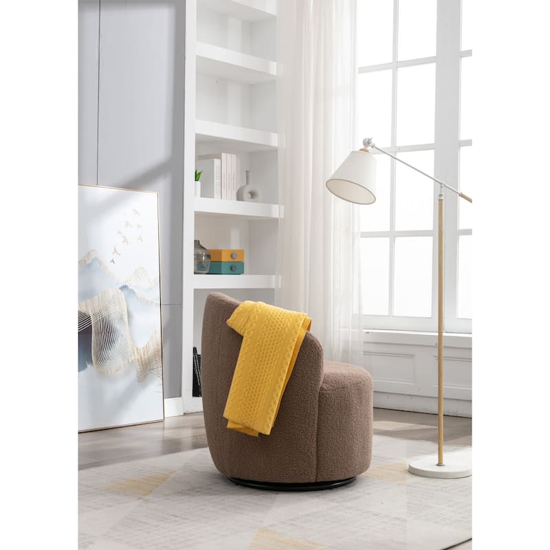 Coffee 25.6" Swivel Barrel Chair with Black Coating