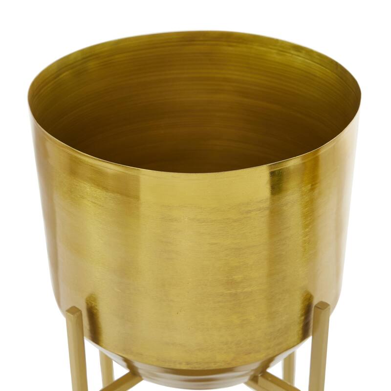Metal Indoor Outdoor Planter with Removable Stand - Set of 2 Silver, Gold, Black - CosmoLiving by Cosmopolitan