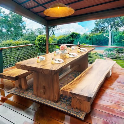 Chic Teak Suar Live Edge Unique Slab Dining Table - 98" Long (Table Only)