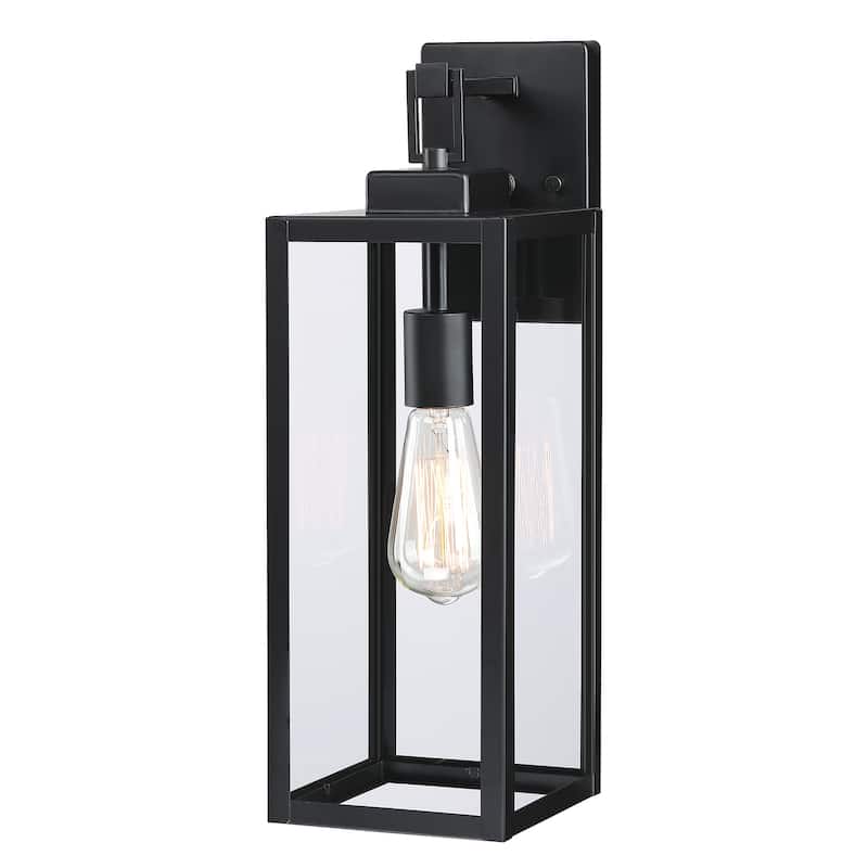 2-pack 1-Light 18 inch Matte Black Outdoor Wall Lantern with Clear Glass Shade(dusk to dawn could be chosen)