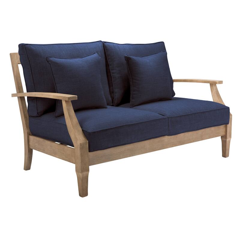 SAFAVIEH Couture Martinique Wood Patio Loveseat - 56"W x 35"D x 32"H