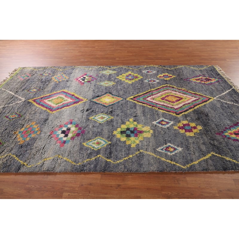 Geometric / Moroccan Style Rug Hand-Knotted Wool Carpet - 6'10" x 10'10"