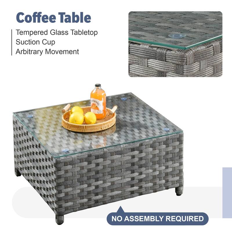 XIZZI 13-piece Outdoor Patio Wicker Furniture Set with Fire Table