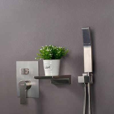 Clihome Waterfall Wall Mounted Bathtub Faucet with Hand Shower