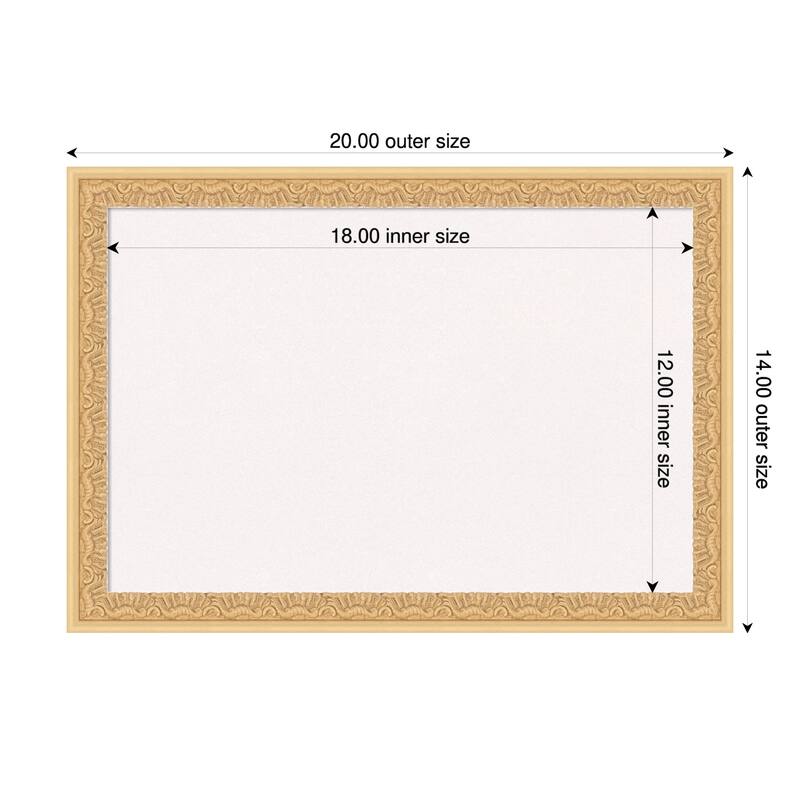 Bethany Gold Wood Framed Cork Board - Bulletin Board, Organization Board, Pin Board - White - 20 x 14 in