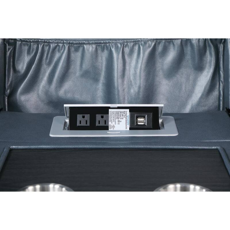 Stanwicke Blue Motion Reclining Sofa with Drop Down Table