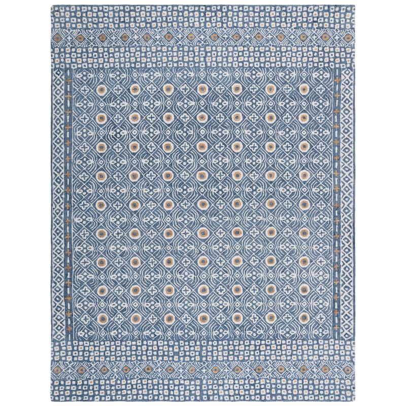 SAFAVIEH Handmade Micro-Loop Reglind Wool Rug - 8' x 10' - Blue/Ivory