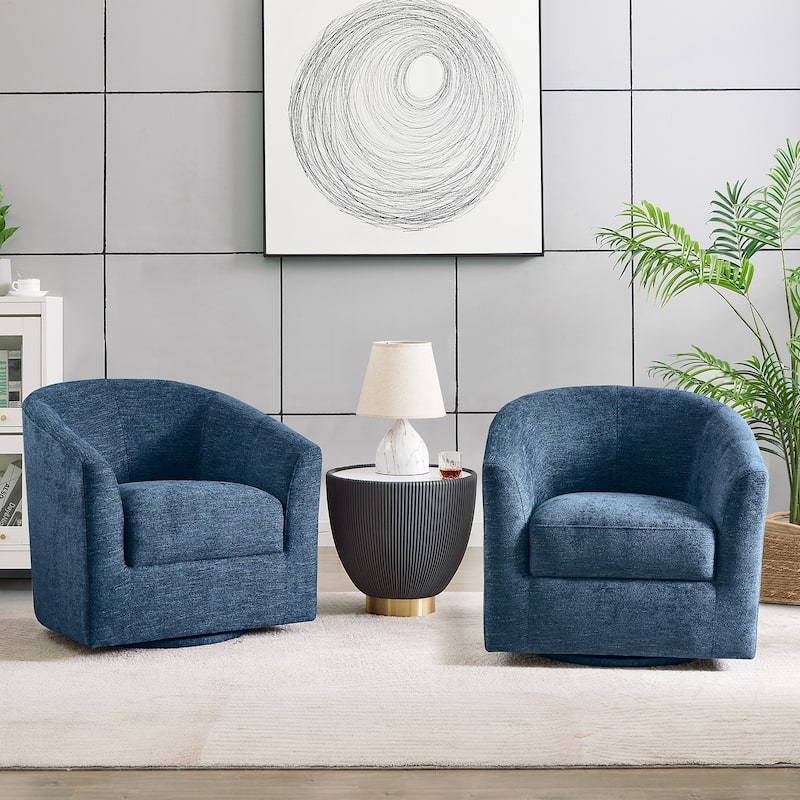 Cuenca Modern Upholstered Barrel Chair with Swivel Base Set of 2
