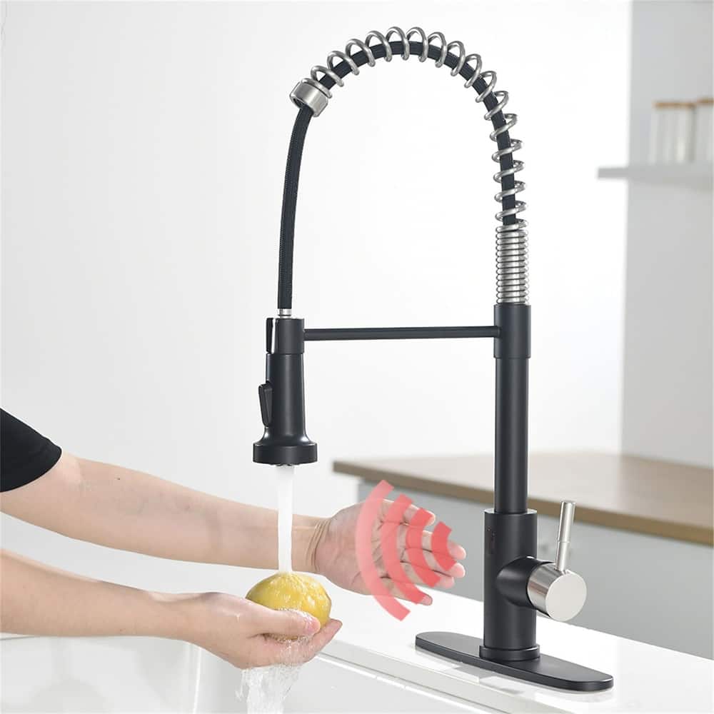 Commercial Touchless Kitchen Sink Faucet With Pull Down Sprayer Modern Single Handle Spring Sensor Basin Taps