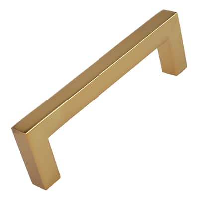 GlideRite 3-3/4 in. Center Gold Solid Square Bar Pulls (10-Pack) - Brass Gold