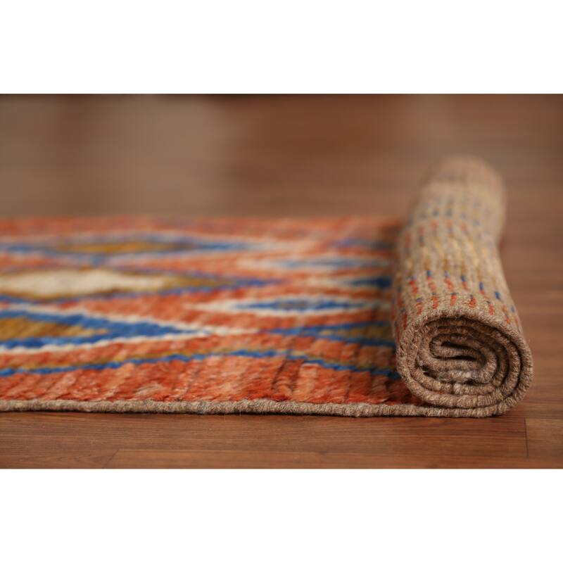Orange Moroccan Oriental Runner Rug Hand-Knotted Tribal Wool Carpet - 2'10" x 9'9"