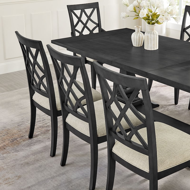 Wooden Upholstered Dining Chairs Set of 2