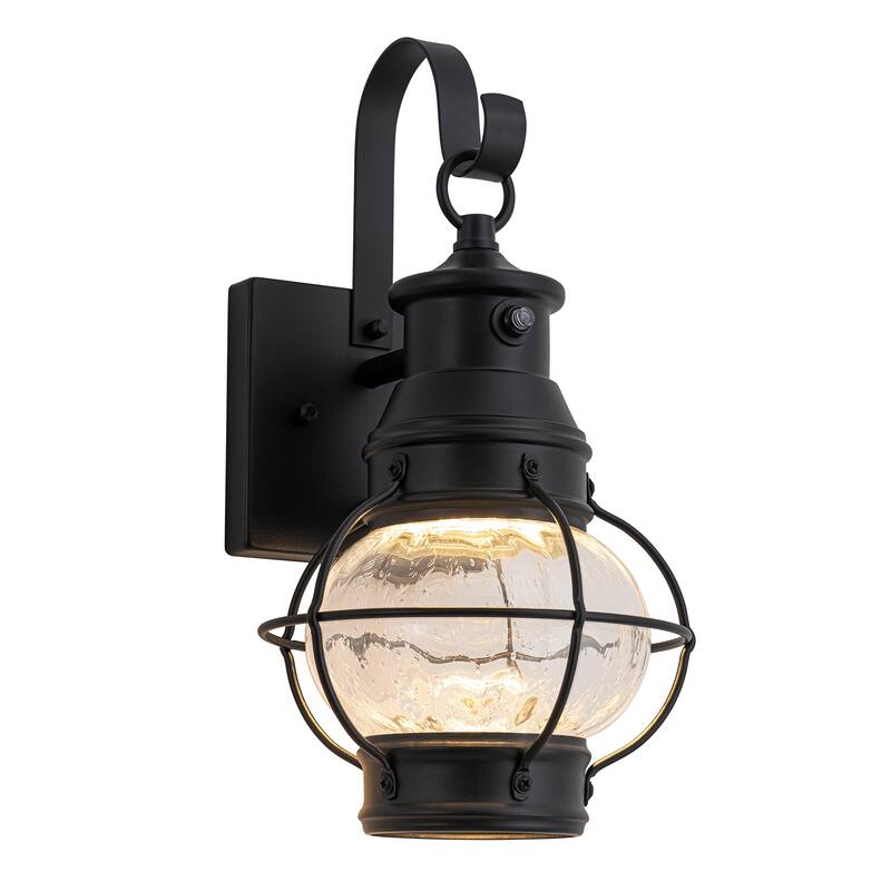 LED Outdoor Matte Black Exterior Lantern Wall Sconce Light