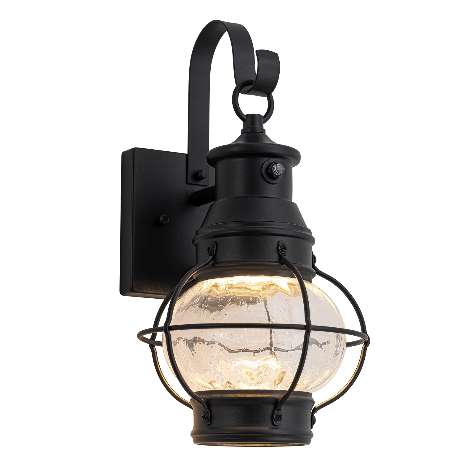 Vintage Black Outdoor Lantern Integrated LED Wall Sconce - H11.7" x W5.1" x D2.8"