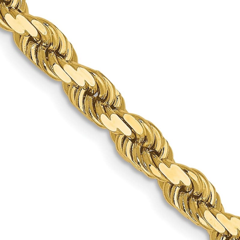 Curata 10k Yellow Gold 8" 4mm Sparkle Cut Rope Chain Bracelet