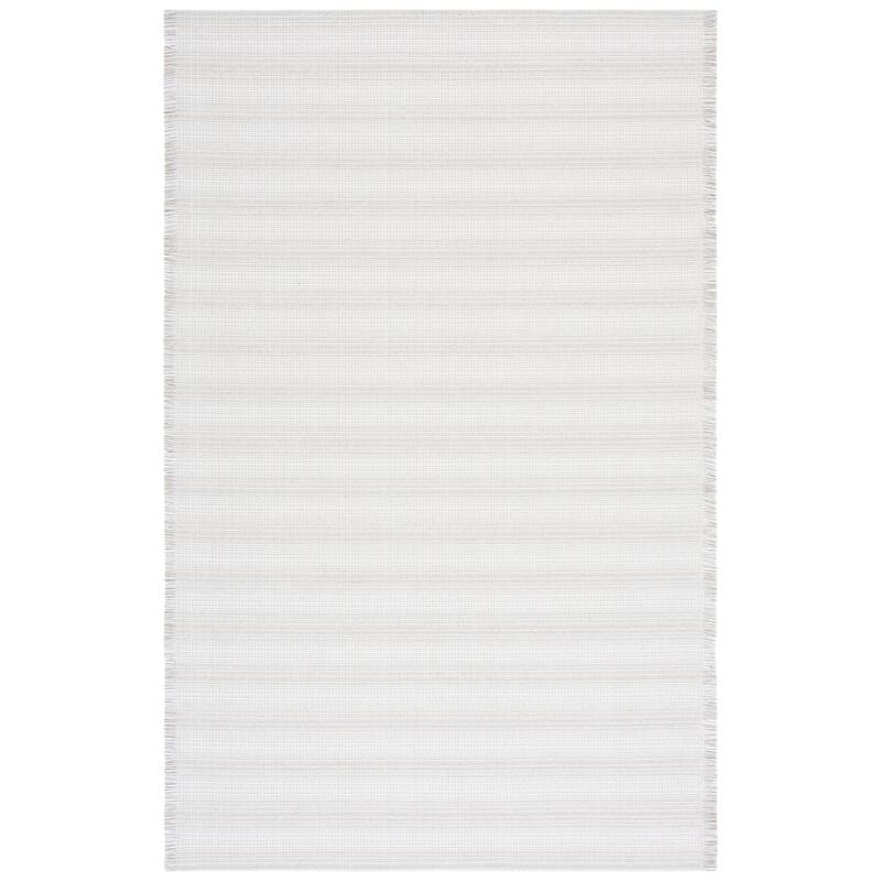 SAFAVIEH Augustine Armande Stripe Fringe Rug - 6'4" Square - Ivory/Grey