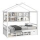 preview thumbnail 19 of 33, Twin Size Platform Bed wBedside-Shelves, Under Bed Storage Unit and Roof, Wood Low House Bedframe Daybed with Small Cabient