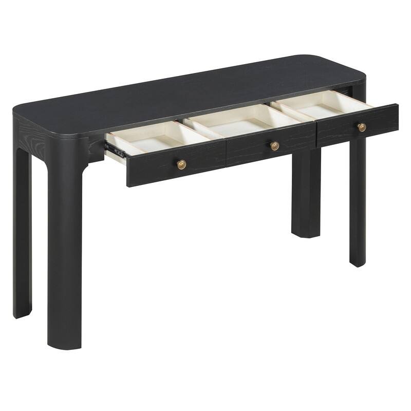 Rustic 52" Console Table with Drawers and Curved Legs for Entryway or Living Room Decor