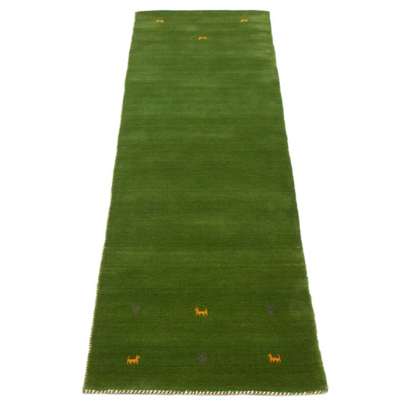 Kashkuli Gabbeh Green Rug 2'8" x 9'9" - 2'8 x 9'9
