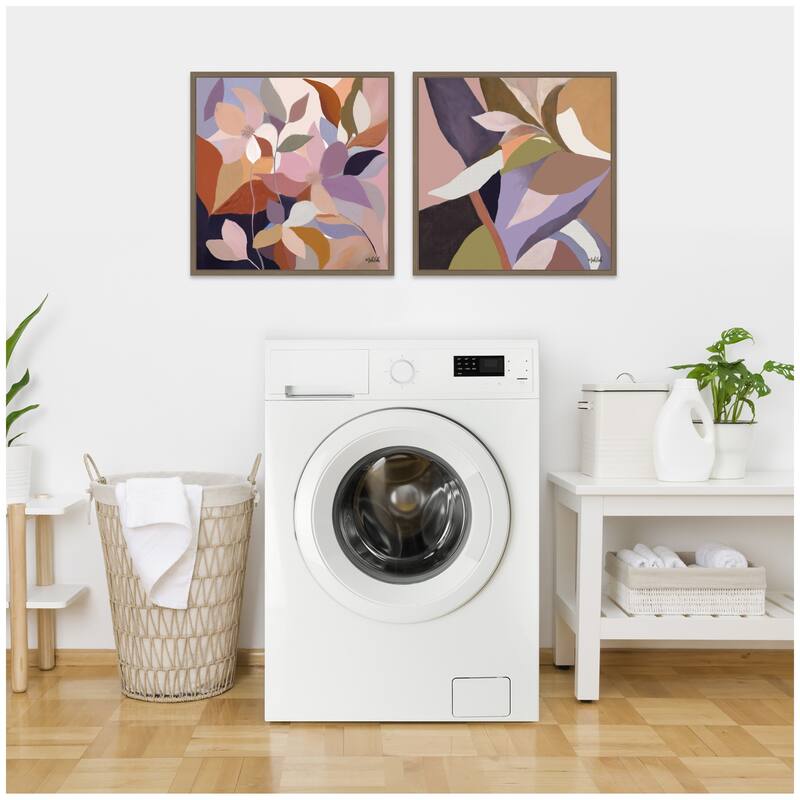 Kate and Laurel Sylvie Azure Leaves and Stems Framed Canvas Art Set by Inkheart Designs