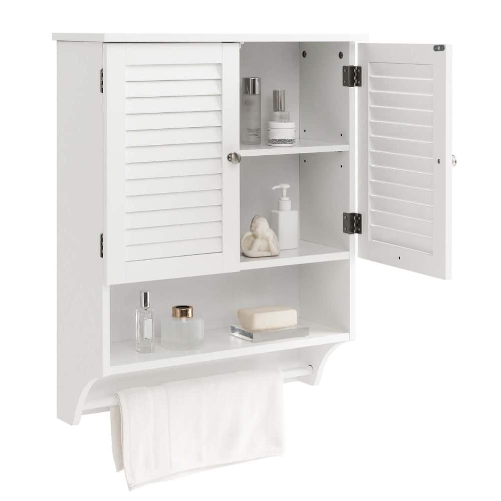 Costway Bathroom Wall Mounted Medicine Cabinet with Louvered Doors & - See Details