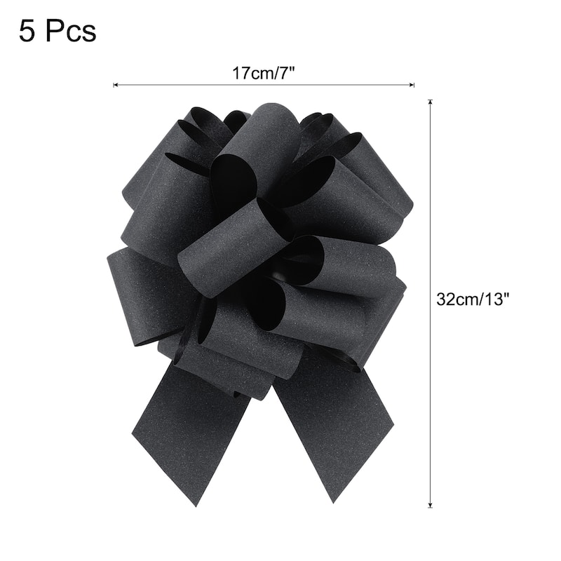 5pcs 7 Inch Large Pull Bow Gift Wrapping Big Pull Bows Ribbon - Black - 7 Inch