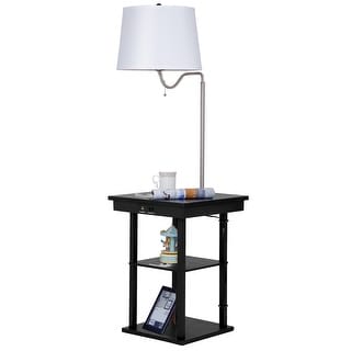 Shop Gymax Floor Lamp Swing Arm Lamp Built In End Table w ... Say goodbye to the wire clutter!