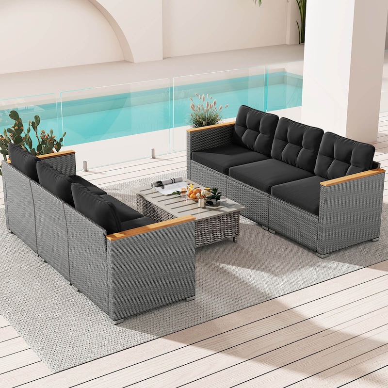 Costway 3-Seat Patio Couch Sofa PE Rattan Wicker Outdoor Loveseat - See Details