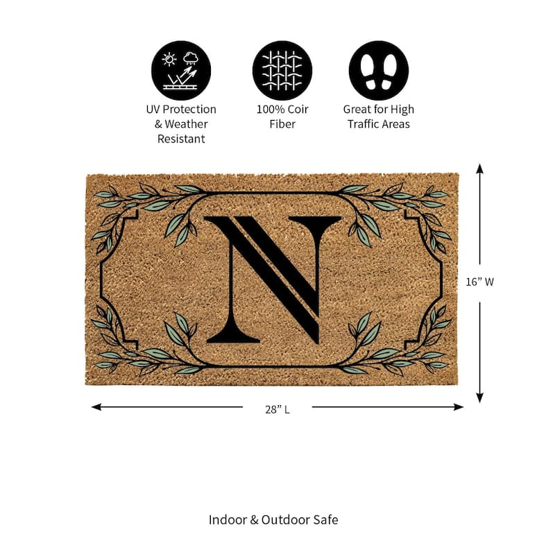 28 in. x 16 in. Monogram Coir Mat, Letter "N"