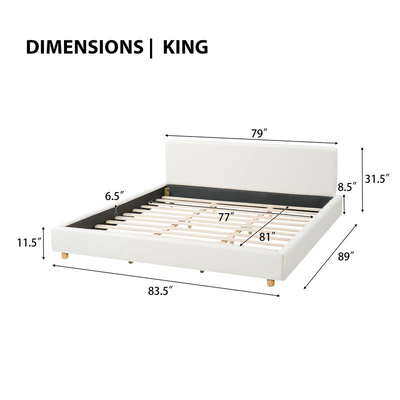 Christopher Knight Home - Jaro Modern Boucle Upholstered Platform Bed Frame with Wooden Slats Support, No Box Spring Needed