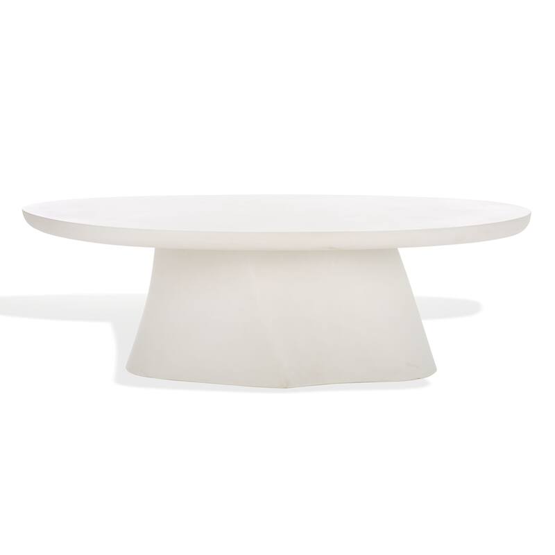 SAFAVIEH Couture Jasbriella Concrete Coffee Table - 51"W x 28"D x 16"H - Ivory