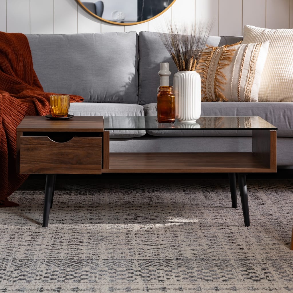 Walker Edison Saltaro Glass Top Coffee Table