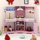 preview thumbnail 3 of 12, Wooden Pretend Play Kitchen Set with Lights & Sounds, Dual Stoves, Range Hood, Ice-Maker Fridge & Ample Storage