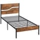 preview thumbnail 11 of 23, VECELO Twin Size Kids Bed Industrial Platform Bed Frame with Wood Headboard,Twin Size Bed Set of 2