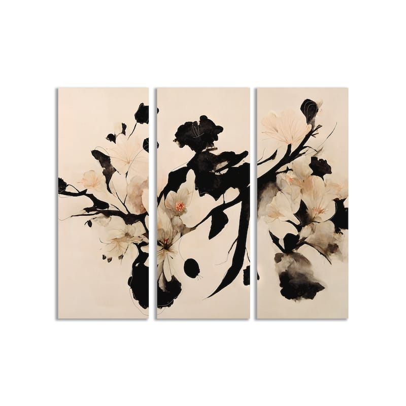 "Cherry Blossom Branch" Framed 3-Piece Wall Art Set by Treechild