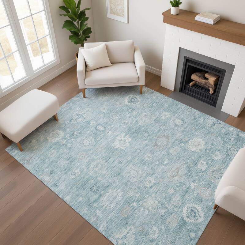 Premium Washable Super Soft Vintage Traditional Mayfield Rug - Blue - 5' x 7'6"