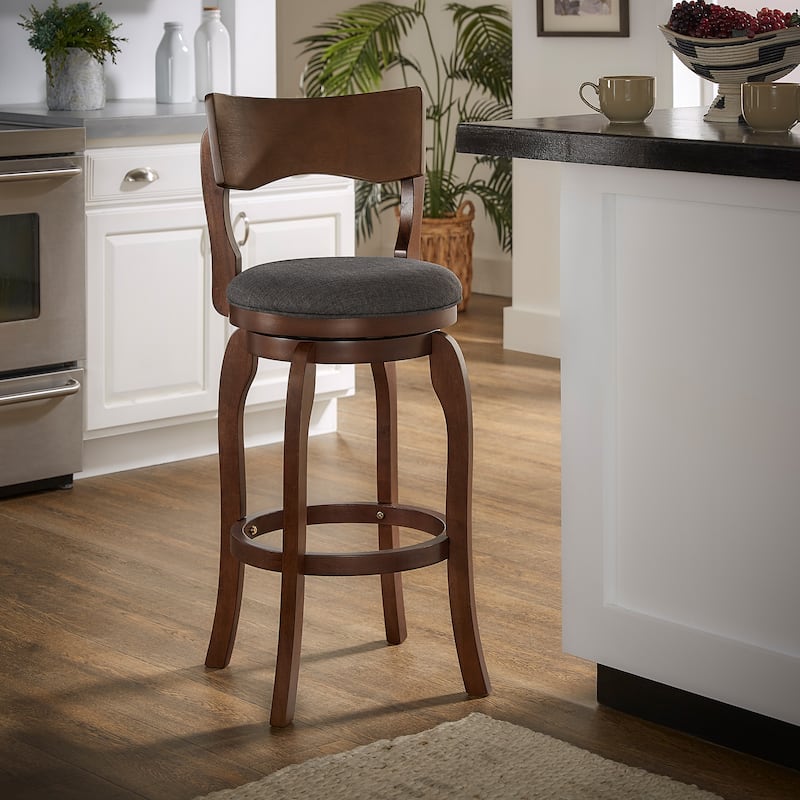 Lyla Swivel 29-inch Brown High Back Bar Height Barstool by iNSPIRE Q Classic