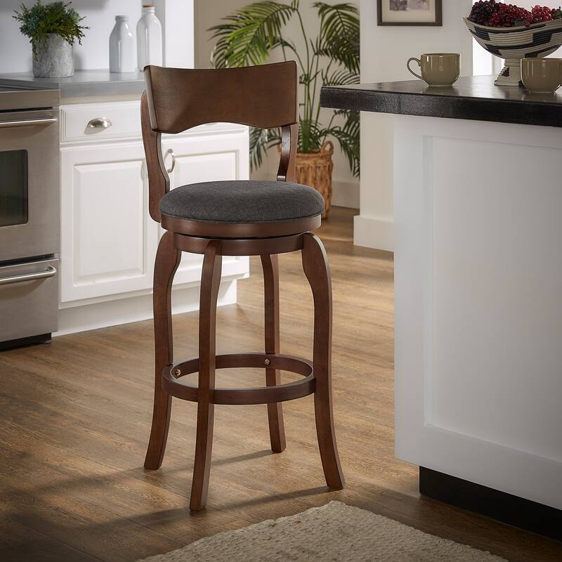 Lyla Swivel 29-inch Brown High Back Bar Height Barstool by iNSPIRE Q Classic