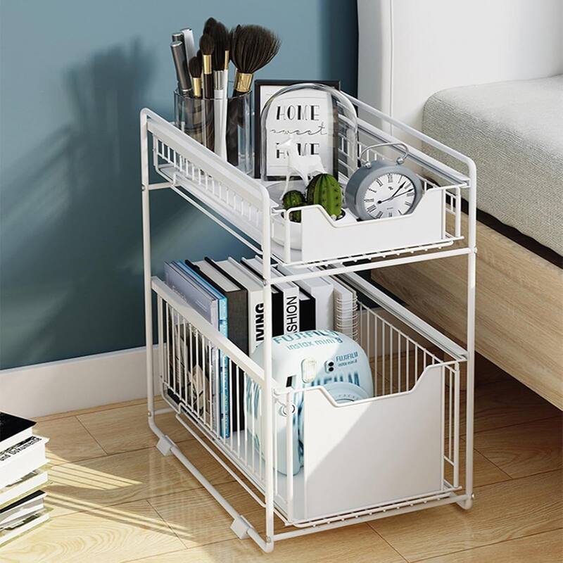 2-Tier Pull Out Under Sink Storage Pantry Shelves Organizer for Kitchen
